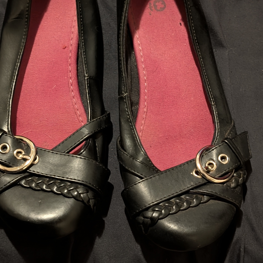 SO Black Flats with Gold Accents